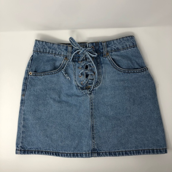Forever 21 lace-up denim mini skirt - Picture 2 of 4